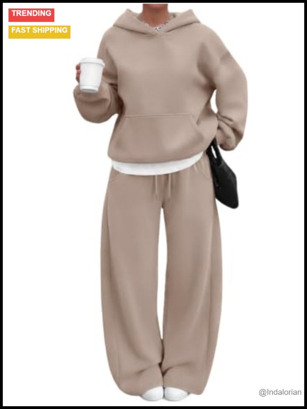 Women's Lounge Sweatsuit 2 Piece Oversized Hoodie Barrel Leg Sweatpants Set
